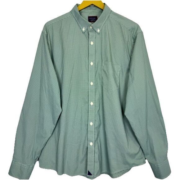 UNTUCKit Long Sleeve Button Down Nylon Shirt XL Checkered Green White Preppy - Picture 1 of 8